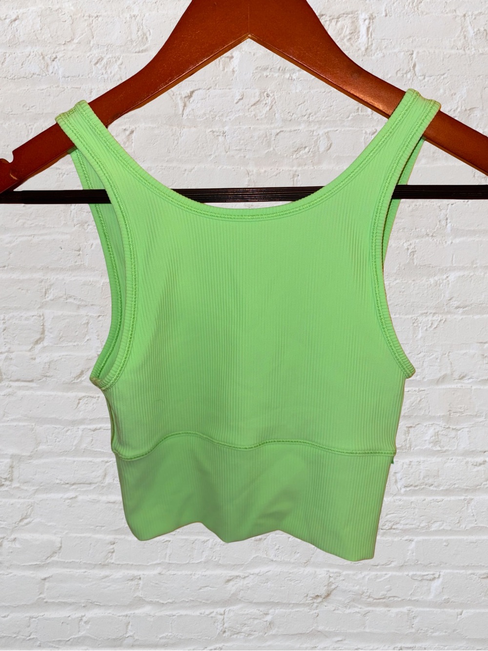 Lululemon Power Pivot Lime Green Ribbed Crop Tank